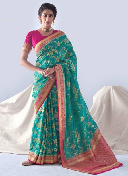 Sea Blue Colour Manjuba Madhushree New Latest Designer Ethnic Wear Silk Saree Collection 18001